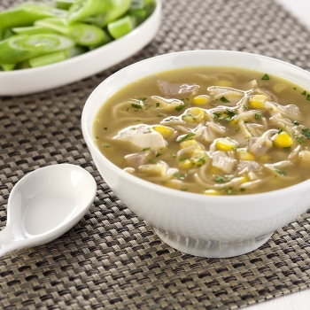 Chicken, noodle and sweetcorn soup